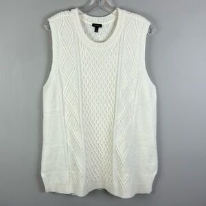 Talbots Wool Blend Cable Knit Academia Sweater Vest Size L Vanilla Girl